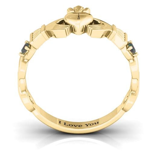 Infinity Claddagh With Side Stones Ring