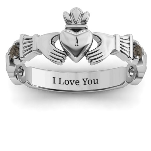 Infinity Claddagh With Side Stones Ring