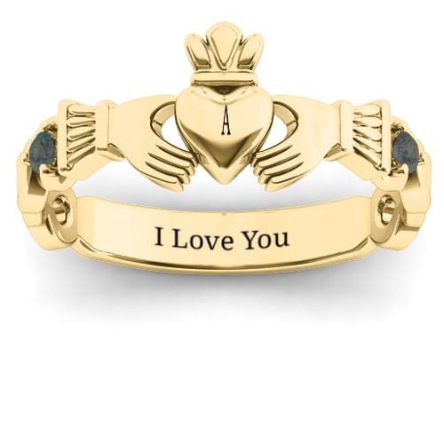 Infinity Claddagh With Side Stones Ring