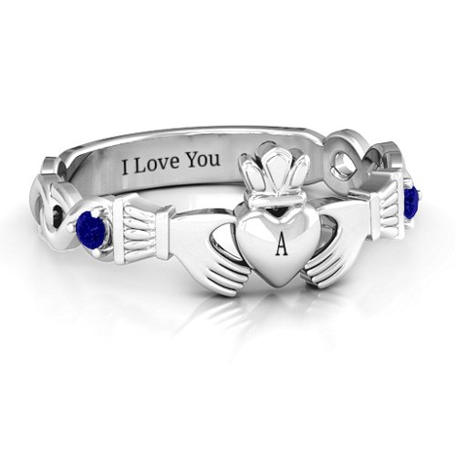 Infinity Claddagh With Side Stones Ring
