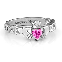Infinity Claddagh with Heart Stone Ring