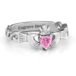 Infinity Claddagh with Heart Stone Ring