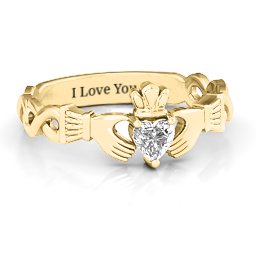Infinity Claddagh with Heart Stone Ring