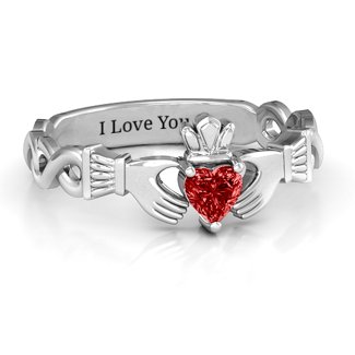 Infinity Claddagh with Heart Stone Ring