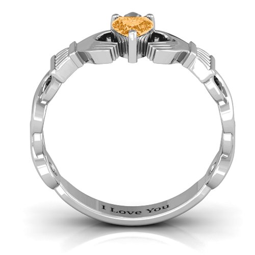 Infinity Claddagh with Heart Stone Ring