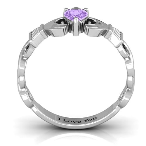 Infinity Claddagh with Heart Stone Ring