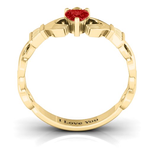 Infinity Claddagh with Heart Stone Ring