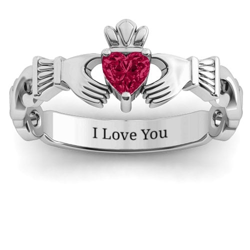 Infinity Claddagh with Heart Stone Ring