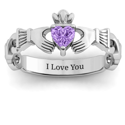 Infinity Claddagh with Heart Stone Ring