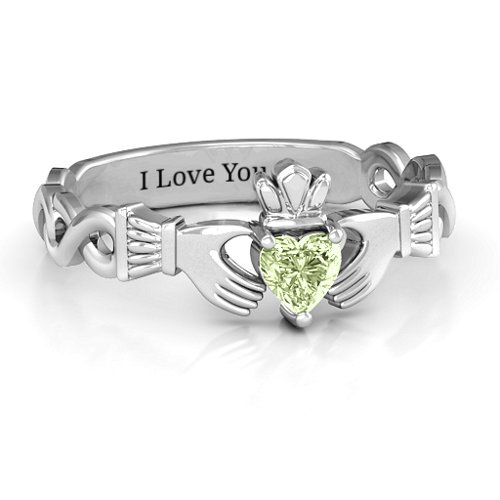 Infinity Claddagh with Heart Stone Ring