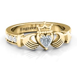 Classic Claddagh Heart Cut Ring with Accents