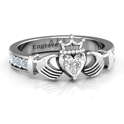 Classic Claddagh Heart Cut Ring with Accents