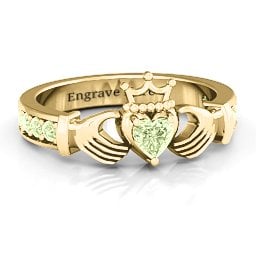 Classic Claddagh Heart Cut Ring with Accents
