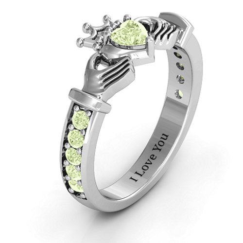 Classic Claddagh Heart Cut Ring with Accents