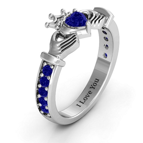 Classic Claddagh Heart Cut Ring with Accents