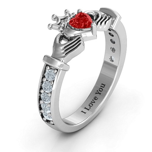 Classic Claddagh Heart Cut Ring with Accents