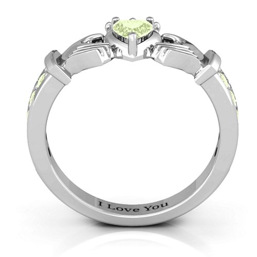 Classic Claddagh Heart Cut Ring with Accents