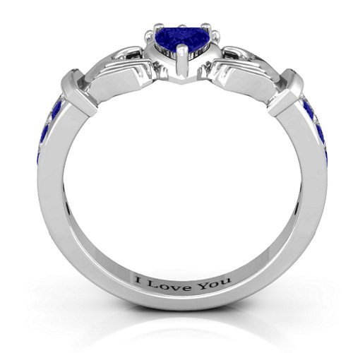 Classic Claddagh Heart Cut Ring with Accents