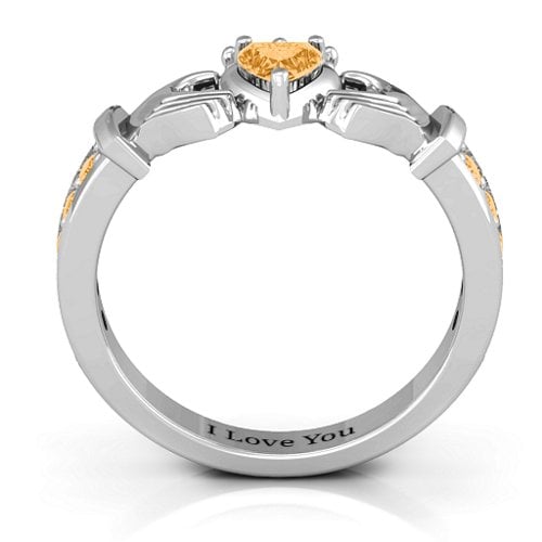 Classic Claddagh Heart Cut Ring with Accents