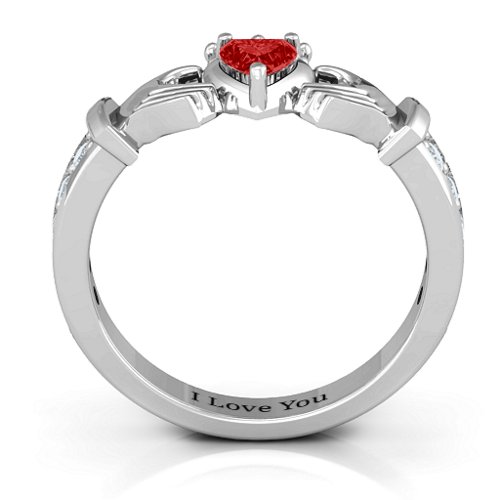 Classic Claddagh Heart Cut Ring with Accents