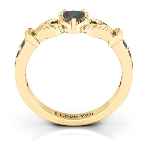 Classic Claddagh Heart Cut Ring with Accents