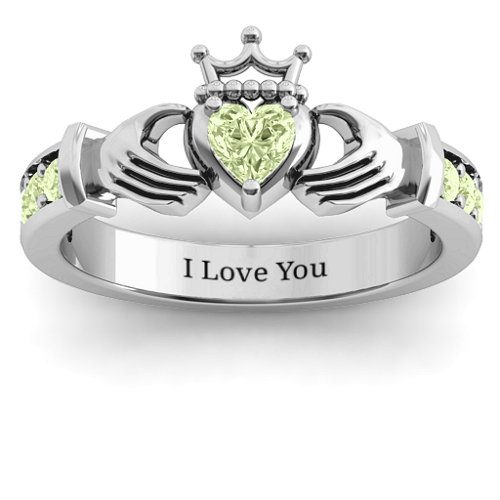 Classic Claddagh Heart Cut Ring with Accents