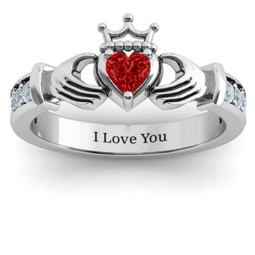 Classic Claddagh Heart Cut Ring with Accents
