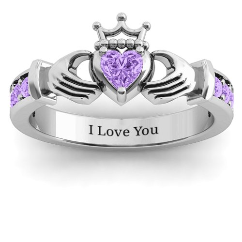 Classic Claddagh Heart Cut Ring with Accents