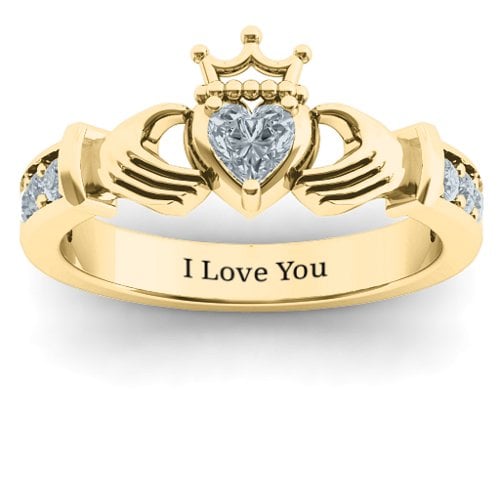Classic Claddagh Heart Cut Ring with Accents