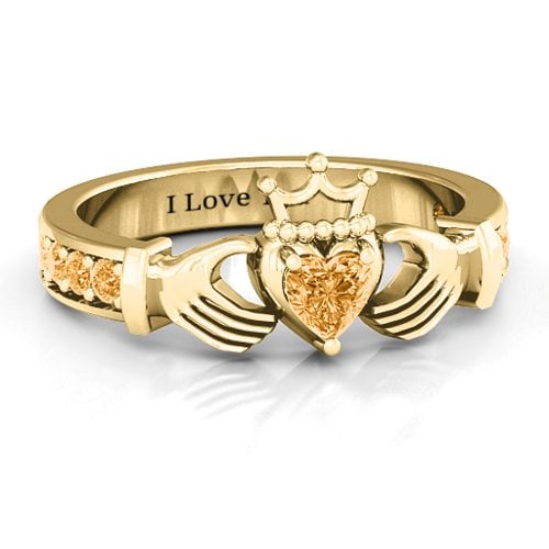 Classic Claddagh Heart Cut Ring with Accents
