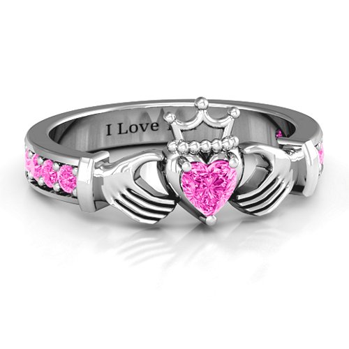 Classic Claddagh Heart Cut Ring with Accents