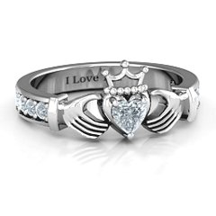 Classic Claddagh Heart Cut Ring with Accents – 10K Rose Gold with Cubic Zirconia