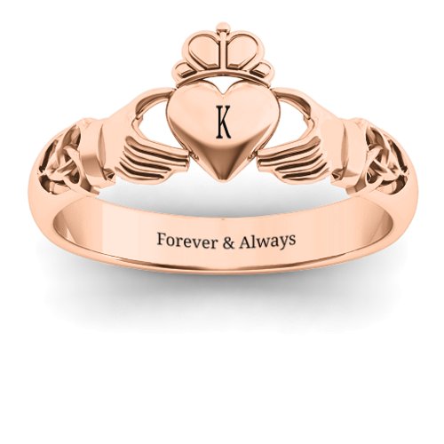 Celtic Knotted Claddagh Ring – 10K Rose Gold