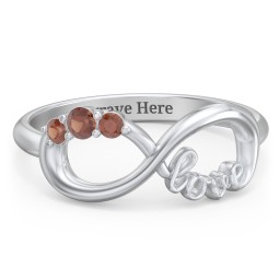 Birthstone Infinity Love Ring in 925 Sterling Silver