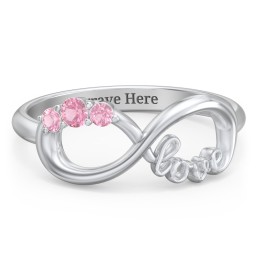 Birthstone Infinity Love Ring in 925 Sterling Silver with Pink Tourmaline