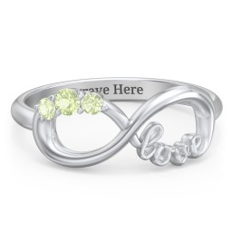 Birthstone Infinity Love Ring in 925 Sterling Silver with Peridot