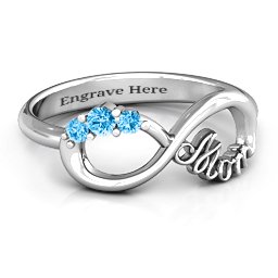 Mom's Infinite Love with Stones Ring in 925 Sterling Silver with Blue Topaz