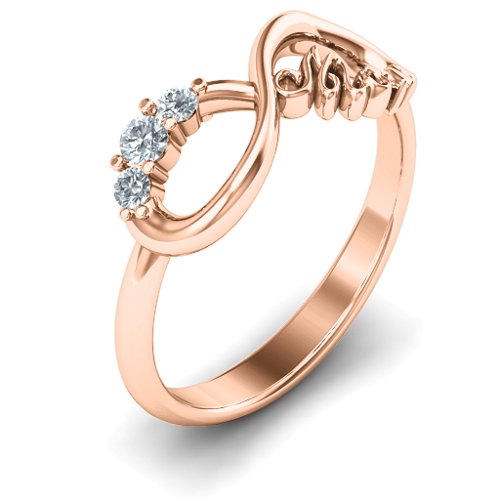 Mom's Infinite Love with Stones Ring – 10K Rose Gold with Cubic Zirconia
