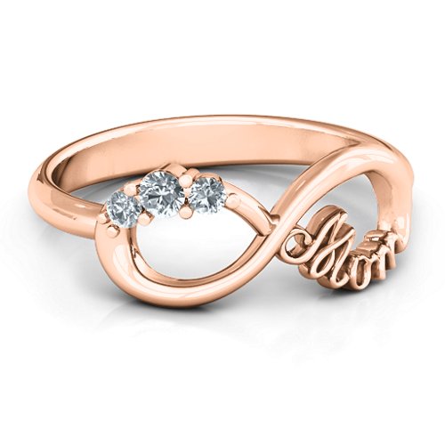Mom's Infinite Love with Stones Ring – 10K Rose Gold with Cubic Zirconia