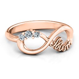 Mom's Infinite Love with Stones Ring in 10K Solid Rose Gold