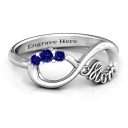Mom's Infinite Love with Stones Ring in 925 Sterling Silver with Blue Sapphire