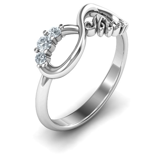 Mom's Infinite Love with Stones Ring – Sterling Silver with Cubic Zirconia