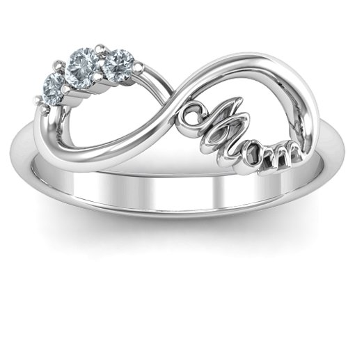 Mom's Infinite Love with Stones Ring – Sterling Silver with Cubic Zirconia