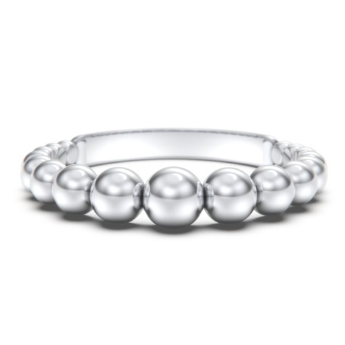 Graduated Beaded Stacking Ring – 10K White Gold
