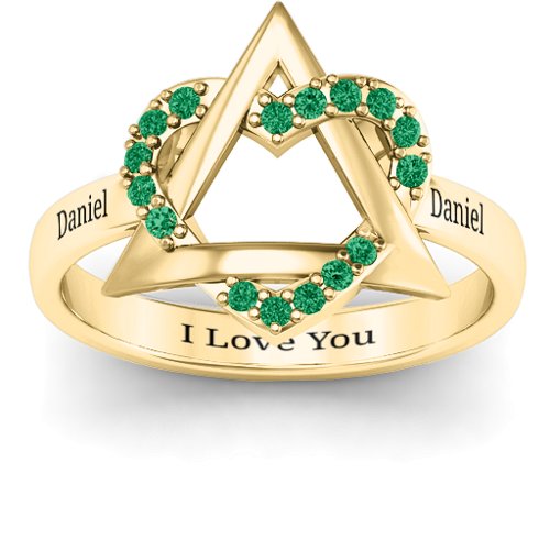 Adoption Ring – 10K Yellow Gold with Green Premium Zirconia