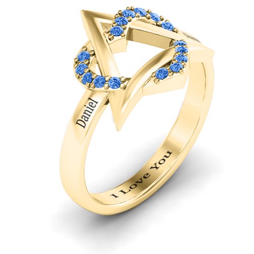 Adoption Ring – 10K Yellow Gold with Fancy Blue Premium Zirconia