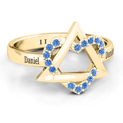 Adoption Ring – 10K Yellow Gold with Fancy Blue Premium Zirconia