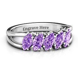 Angled Marquise Ring in 925 Sterling Silver with Amethyst