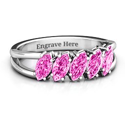 Angled Marquise Ring in 925 Sterling Silver with Pink Tourmaline