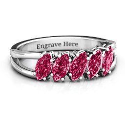 Angled Marquise Ring in 925 Sterling Silver with Ruby